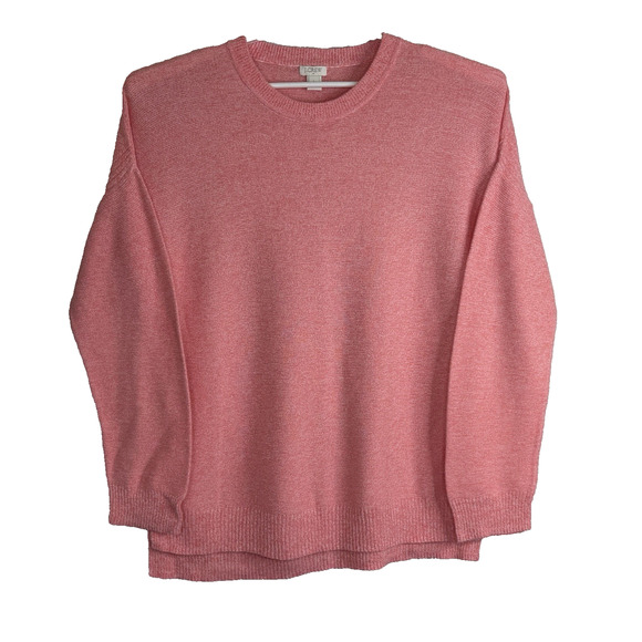 J.Crew Pullover Sweater Womens Sz Large Pink Long Sleeve Round Neck Lightweight - Picture 1 of 8
